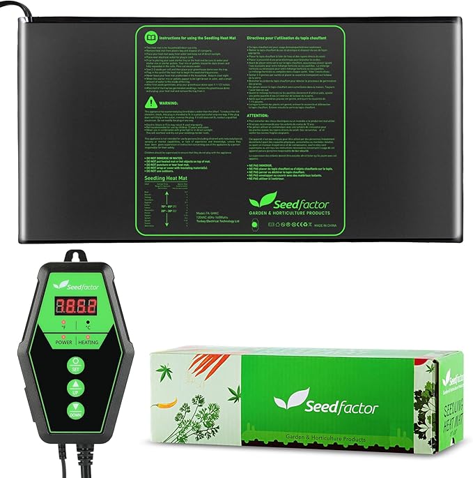 Seedfactor 48" x 20" MET Certified Seedling Heat Mat and Digital Thermostat Combo Set