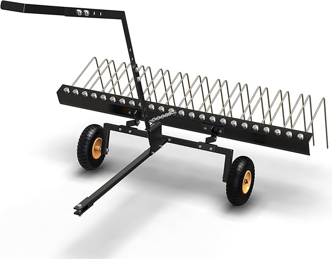 YITAMOTOR 60" Tow Behind Steel Pine Straw Rake Durable Corrosion Resistant Lawn Rake