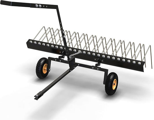 YITAMOTOR 60" Tow Behind Steel Pine Straw Rake Durable Corrosion Resistant Lawn Rake