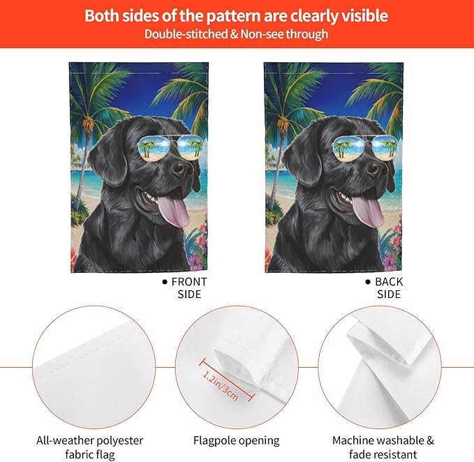 Labrador Dog Summer Beach Palm Trees Tropical Garden Flag Welcome Party Outdoor Outside Decorations Picks Home House Garden Yard Decor 12x18 Inch
