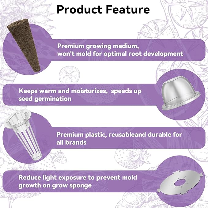 inbloom Salad Romaine Lettuce Seed Pod Kit for AeroGarden, Ahopegarden Hydroponics Growing System, 7-Pods (350+ Seeds, Include American Fast Lettuce, Parris Island Lettuce, Butter Lettuce)