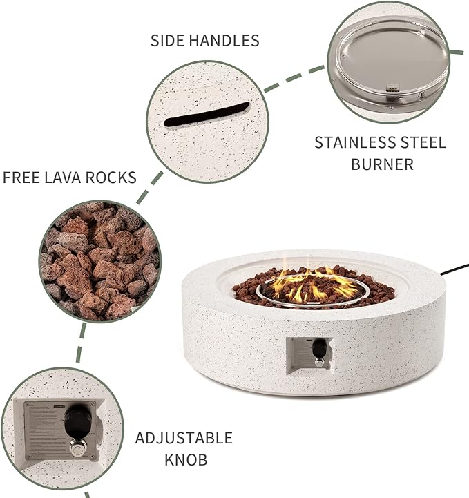 COSIEST 2-Piece Outdoor Propane Firepit Table Set w Tank Table, CSA Certified, 40.5-inch Fire Table (50,000 BTU) w 16 inches Tank Cover Side Table 20lb for Garden,Pool,Backyard