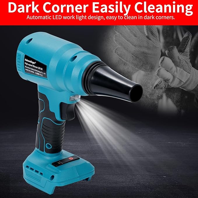 Cordless Leaf Blower for M@Kita 18V Battery - High-Speed, Brushless Motor, 15000 Pa, Lightweight Design for Leaves,Dust,Snow, Lawn Care,Patio Cleaning (Battery Not Included)