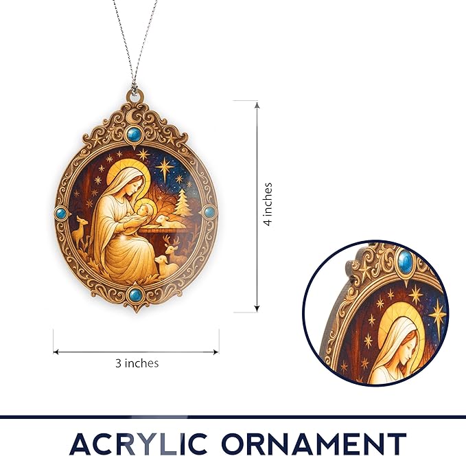 Mary Ornament - Nativity scene - Nativity ornaments - Christmas ornament 2025 - Regilious gifts - Car Mirror Hanging - Christian Christmas ornaments - Easter Decor, Xmas Decor - car hanging