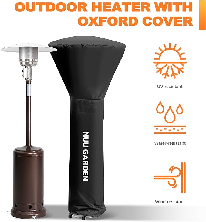 Nuu Garden Outdoor Propane Patio Heater, 46,000 BTU Gas Outdoor Heater with Detachable Wheels, Portable Heater with Waterproof Cover for Garden, Terrace, Backyard, Porch, Bronze