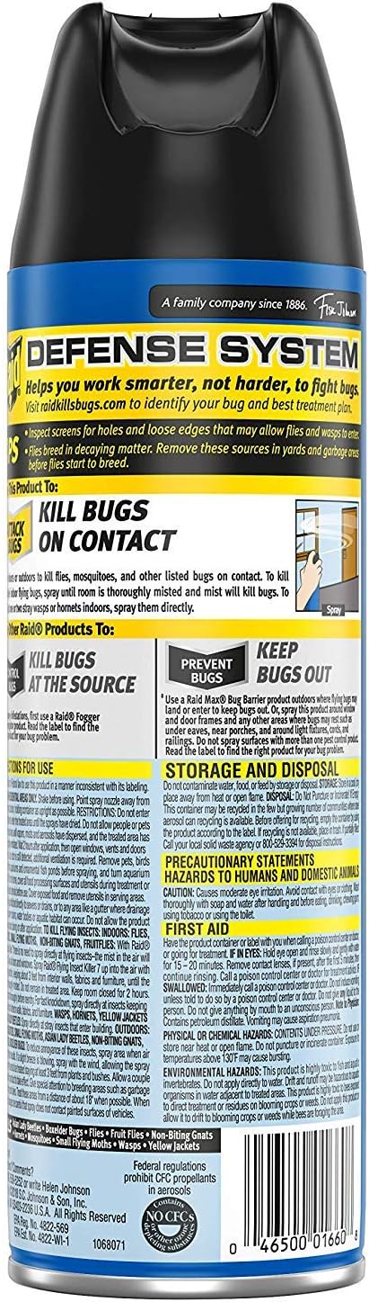 Raid Flying Insect Killer, Aerosol Insecticide Spray for Flying Insects, 15 Ounce (Pack of 6)