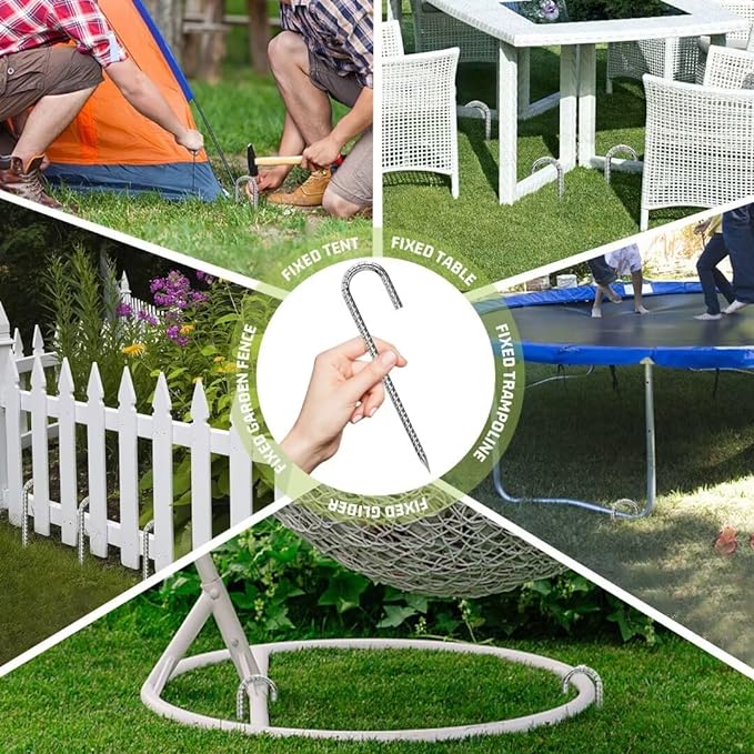 J-Hook-Rebar-Stakes-12 Inch, Ground Stakes Heavy Duty Rebar Stakes for Camping 50pcs Rebar Stakes Rust Proof Coated Metal for Flower Gardens Dog Fence Camping Tents Chicken Coop