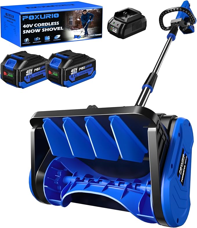 2x40V Cordless Snow Shovel, 13-Inch Electric Snow Blower with 4.0Ah Battery Charger, Snow Removal with 25FT Throw Distance, Battery Snow Blower with Directional Plate & Adjustable Front Handle