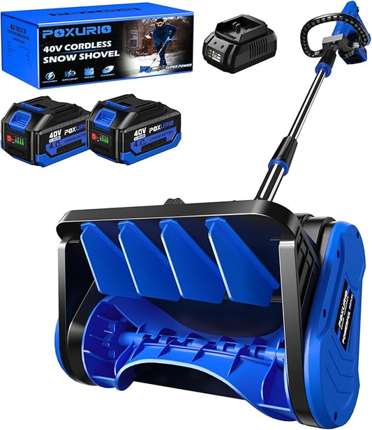 2x40V Cordless Snow Shovel, 13-Inch Electric Snow Blower with 4.0Ah Battery Charger, Snow Removal with 25FT Throw Distance, Battery Snow Blower with Directional Plate & Adjustable Front Handle
