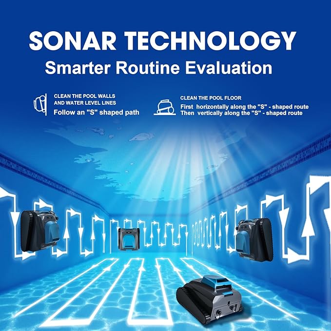 Cordless Robotic Pool Cleaner, Automatic Pool Robot with 2H Runtime, 80GPM Strong Suction, Wall-Climbing Function, Smart App & Bluetooth Control, 3-in-1 Cleaning for Floor, Wall & Waterline