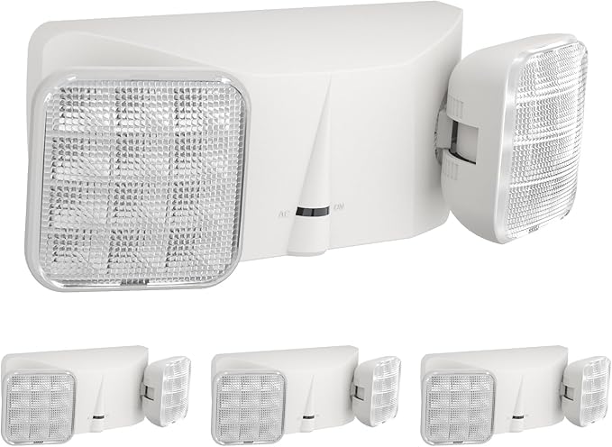 LED 4 Pack White Commercial Lighted Exit Signs-US Standard UL Listed-Exit Signs with Emergency Lights Sure Lites-Two Head Emergency Light-Lithonia Exit Lights-Emergency Flood Lights Indoor