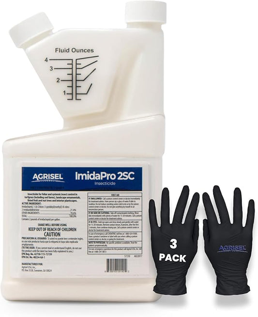 ImidaPro 2SC/Midash 2SC Insect & Pest Control, Broad Spectrum, Residential & Commercial, Effective Against 100+ Pests, Outdoor Use Only, Includes 3-pack of Agrisel Protective Gloves, 32 Ounces