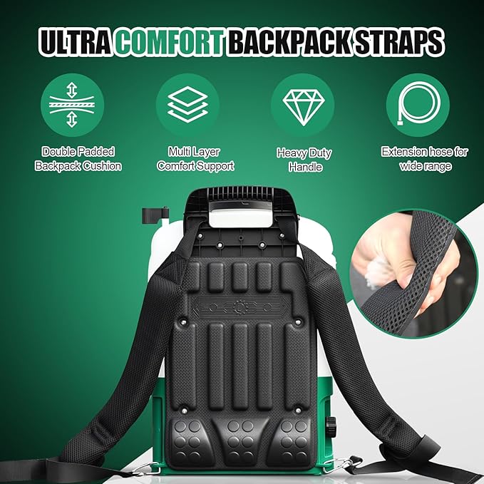 Battery Powered Backpack Sprayer 4 Gallon– No Leak ＆ Padded Straps Electric Weed Sprayers in Lawn and Garden, 100PSI Power Sprayer with 41'' Telescopic Wand and 5 Nozzles, Translucent White