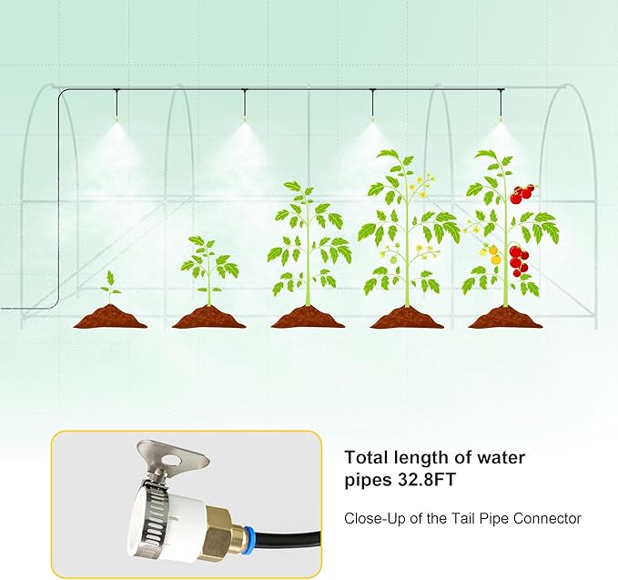 Greenhouse, 15’x7’x7’ Upgraded Walk-in Greenhouse with Spraying System, Heavy Duty Tunnel Green House with 6 Ventilated Mesh Windows & Zippered Roll-up Door, Large Plant Garden Hot House Outdoor