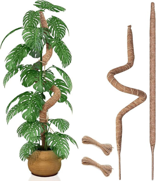 2 Pack 48" 60" Moss Pole, Bendable Moss Pole for Plants Monstera, Tall Moss Poles for Climbing Plants Indoor, Large Support, Garden Trellis Stick Stakes for Plants