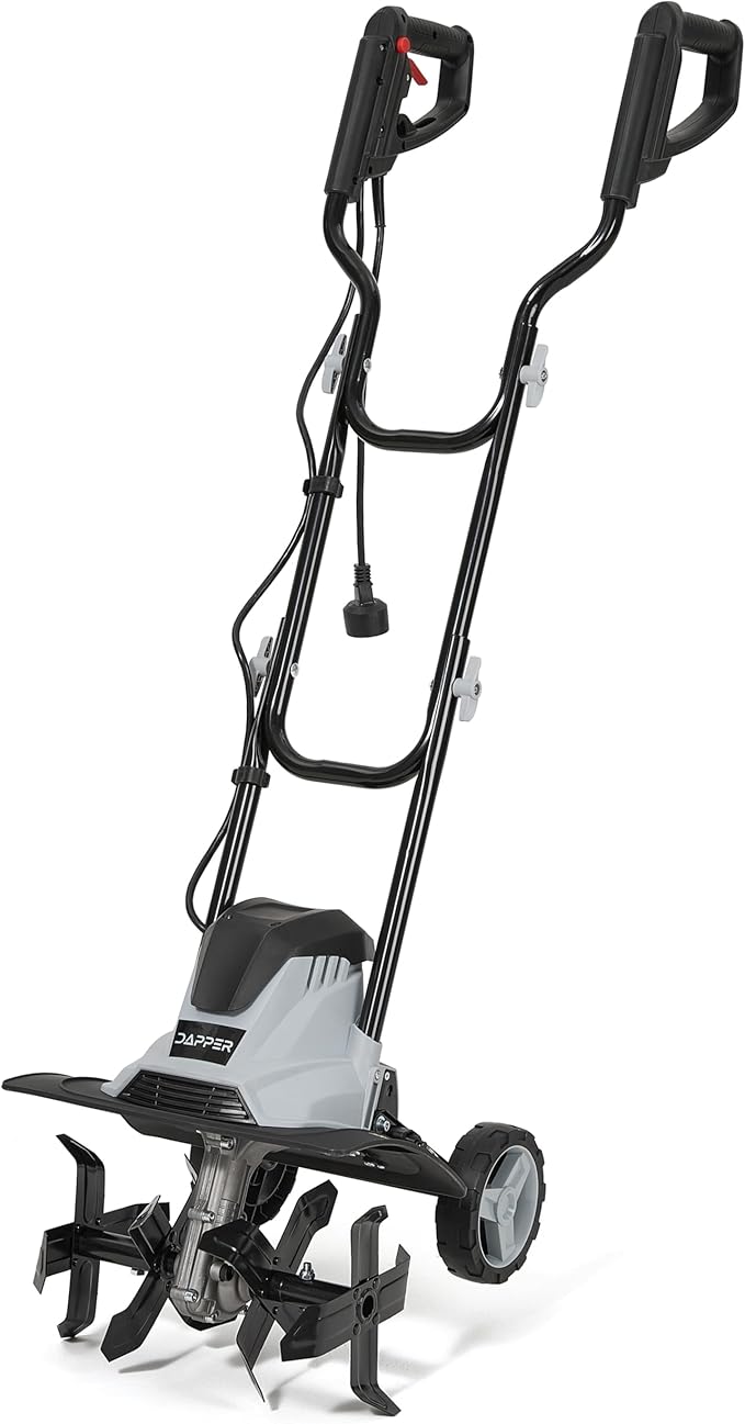 14 Electric Tiller Cultivator, 10Amp Corded Garden Rototiller with 4 Steel Tines, Adjustable Depth Wheels, Foldable Handle, Lightweight Portable Soil Cultivator for Gardening