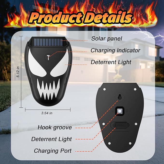 4 Pack Solar Powered Coyote Deterrent with Amber Dynamic Flashing Lights, Effective Coyote, Raccoon, Skunk, Deer & Hawk Deterrent, Waterproof Predator Light for Yards, Gardens & Chicken Coop