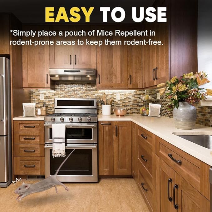 Rodent Repellent, Mouse Repellent Pouches, Mice Repellent Indoor, Rat Repellent for House, Extra-Strength Peppermint to Repel Mice and Rats, Mouse Deterrent Outdoor, Keep Mice Out of Camper-8P