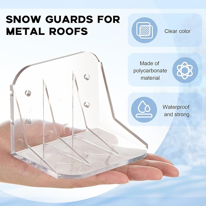 Taiyin 50 Pack Large Snow Guards for Metal Roofs 4 x 3 x 3 Inch Jumbo Ice Guard Snow Block Stops for Prevent Sliding, Without Screws or Adhesive (Clear)