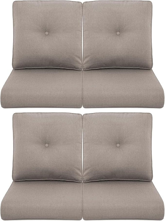 Patio Chair Cushions 4 Packs - Outside High Back Thickened Replacement Cushion 22x24 with Zipper Cover for Outdoor Rocking Swivel Chairs Loveseat Couch – Grey/Buckle