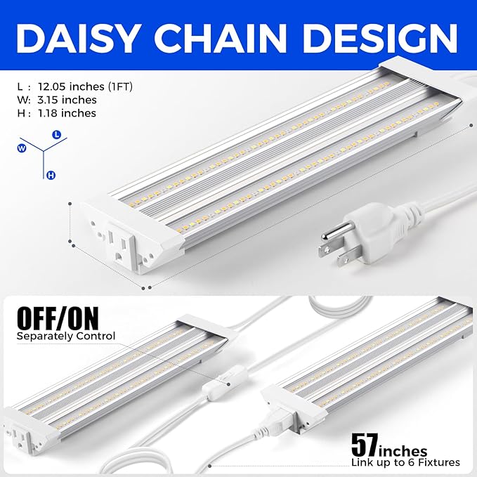 Barrina TX18 1FT Grow Light, 72W(4 x 18W, 360W Equivalent), High PPFD, Full Spectrum with 660nm Red LEDs, Grow Light Strip for Indoor Plants with On/Off Switch, Mechanical Timer, Linkable, 4 Packs