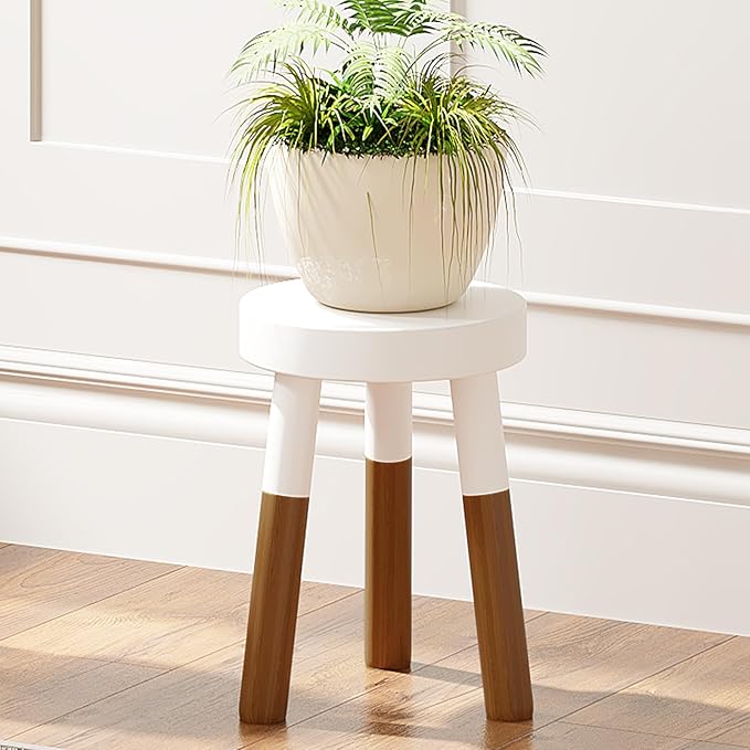 9" Rubber Wood Plant Stool, Wood Accent Stool, Reverse Dipped (12" Tall)