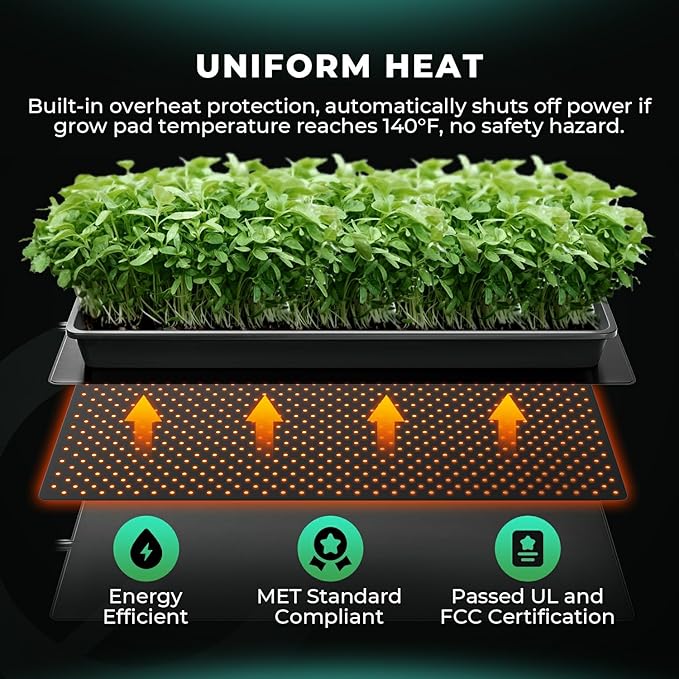 MARS HYDRO 10''x 20.75'' Seedling Heat Mat with Thermostat Combo Set，Heating Pad for for Germination, Indoor Gardening, Greenhouse