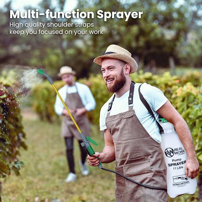 REALWORK 3-Gallon Handheld Tank Sprayer with Carry Handle and Shoulder Strap for Pests & Weeds, Watering Garden, and Spraying Plants, in Translucent White