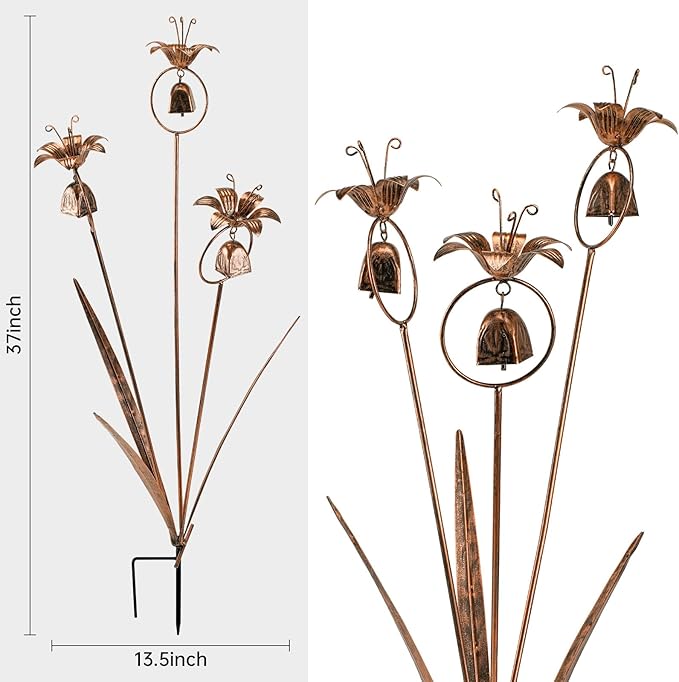 Metal Bronze Calla Lily Flowers with Bells for Outdoor Garden Decor