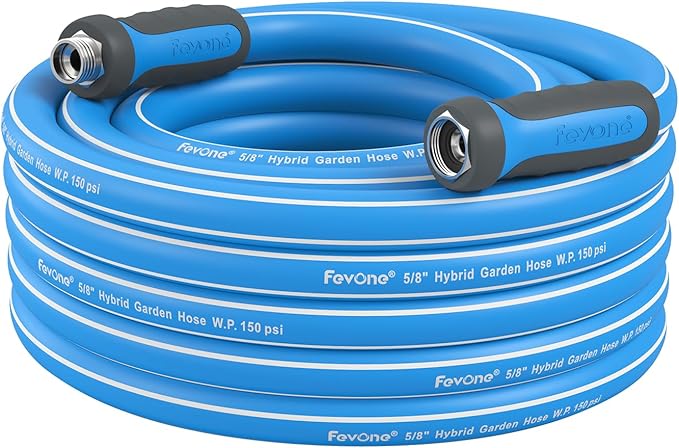 Fevone Garden Water Hose with Solid Aluminum Fittings for Patio & Garden, Drinking Water Safe, 5/8" x 35 ft