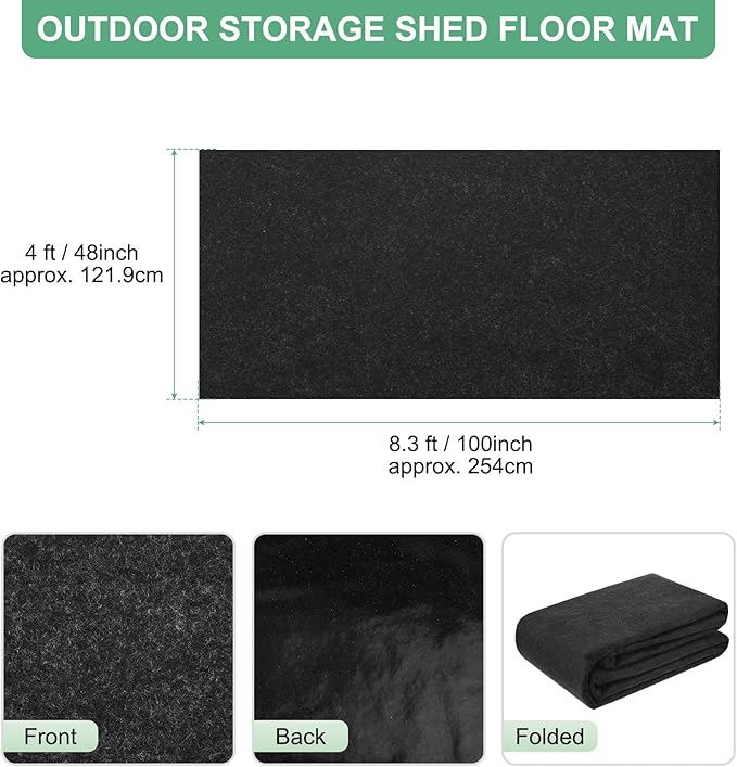 Outdoor Storage Shed Mat, 4x8.3 FT Waterproof Small Shed Flooring Mat for Patio Furniture Floor Protecting from Wear/Liquid/Dust/Oil, Non-Slip Carport Pad [Grey]
