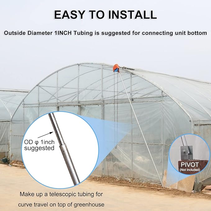 UYGALAXY Manual Winch Greenhouse Film Roll Up Roof Unit for Ventilation ﻿Agricultural Manual Film Coiler Device Side Top Film Coiling Rolling Blinds Machine(13ft Circumference Chain)