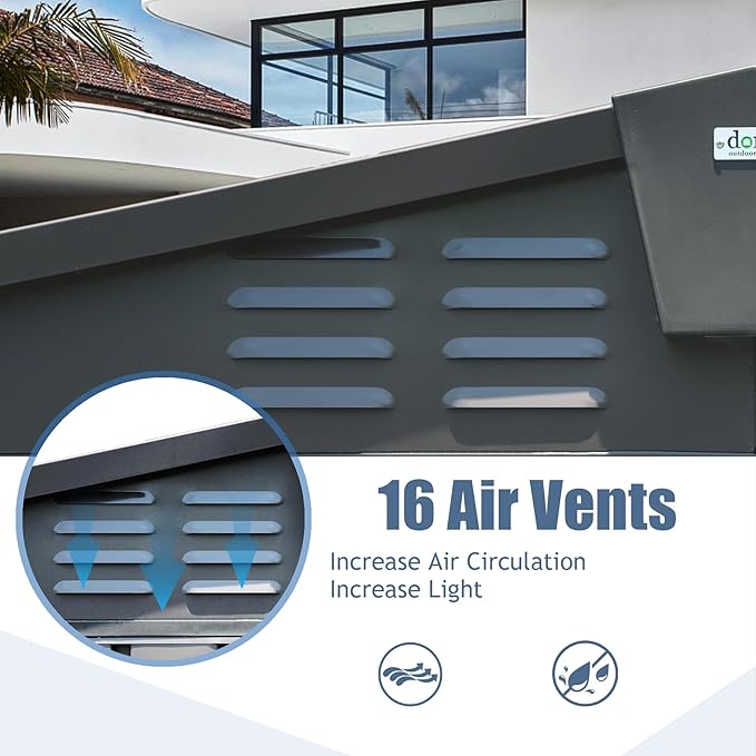 Domi Backyard Storage Shed 11’ x 12.5’ with Galvanized Steel Frame & Windows, Outdoor Garden Shed Metal Utility Tool Storage Room with Lockable Door for Patio(Dark Gray)