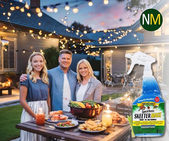 Nature’s MACE Outdoor Pest Repellent Spray – Kills & Repels Multiple Insect Types – Treats Lawns, Shrubs, and Patios – Safe for Family, Pets, and Plants – Essential Oil Formula with Fresh Scent – 40oz