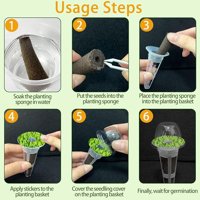 67 Seed Pod Kit for Aerogarden, Hydroponics Accessories for System Compatible with Hydroponics Supplies from All Brands, 12 Grow Sponges, 12 Grow Baskets, 12 Domes, 30 Pod Labels, 1 Tweezer (67 Pcs)