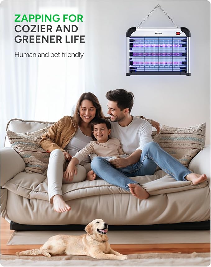 Buzbug LED Bug Zapper Indoor, 10 Years Lifespan 3 Lamps Enhance Insect Attraction, 3800V High-Voltage, Electric Mosquito Zapper, Fruit Fly Mosquito Moth Gnat Trap, Killer, Zapper -MA009