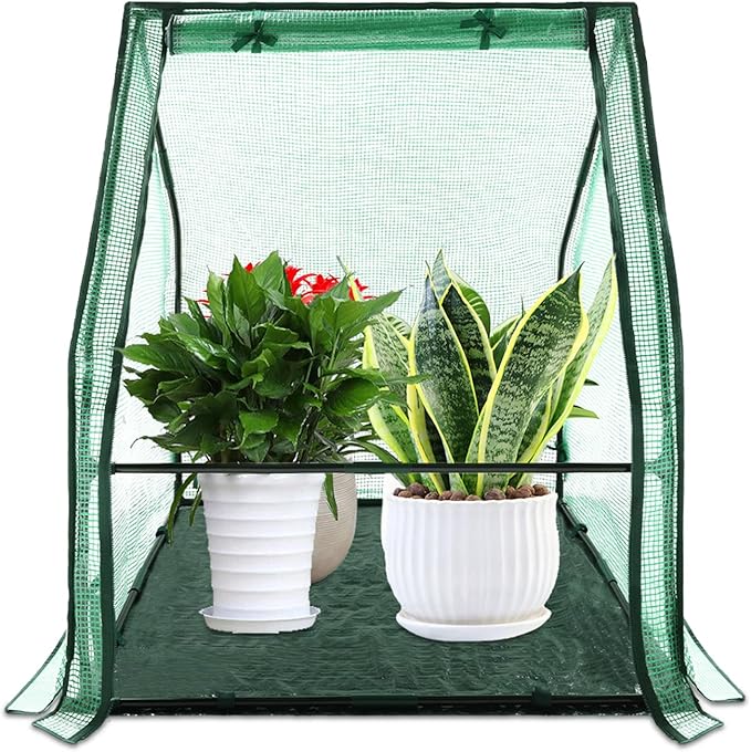 U'Artlines Portable Mini Greenhouse Small Green House with Waterproof Pad 36x36x42 Inch Plant Cover Tent for Garden Small Plants Indoor Outdoor, Green PE
