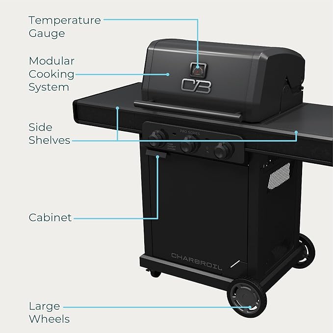 Charbroil® Pro Series™ with Amplifire™ Technology 3-Burner Propane Gas Grill and Griddle Cabinet, Black - 463365124