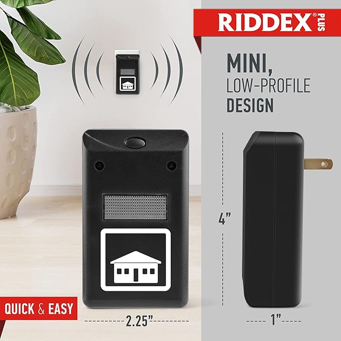 RIDDEX Plus Insect Repellent - Plug in, Mouse Deterrent - Pest Control for Defense Against Rats, Mice, Roaches, Bugs and Insects - Pests Repellents | Black