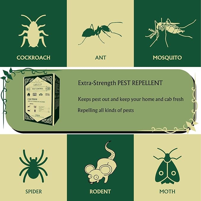 Pest Control Pounches, Mice Repellent, High-Strength Mouse Repellent, Rat Repellent, RV Mouse Deterrent Repels Rodents,Spiders,Roaches,Ants,Moths & Other Pests, Insect Repellent Indoor,