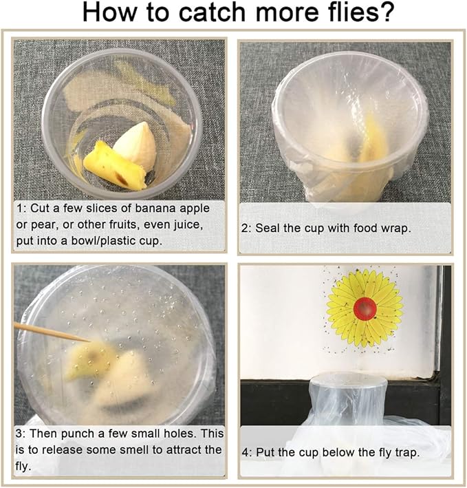 16 Pack Window Fly Traps, Fruit Fly Traps for Indoors, Paper Sticky Strips with Beautiful Sunflower Design, House Fly Catcher Trap for Home, Pest Control for Kitchen and Garage