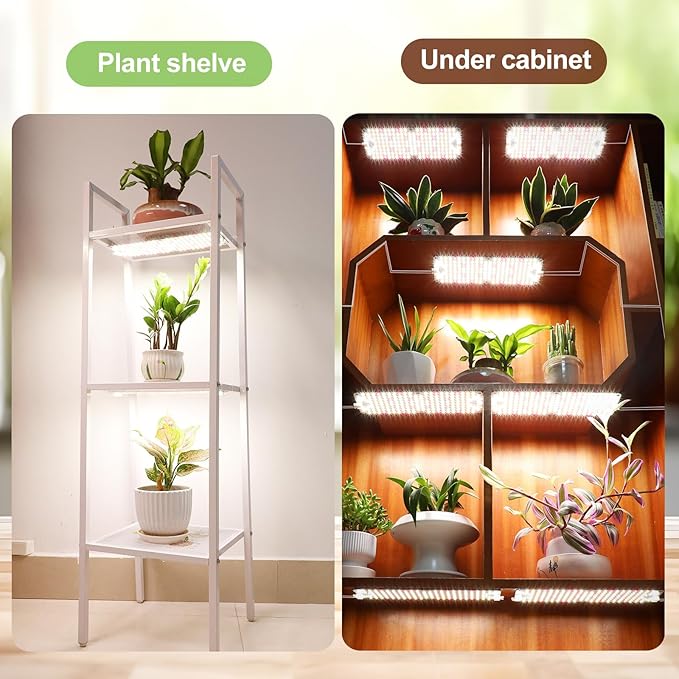 4Pack 2025 Ultra-Thin Panel Grow Lights for Seed Starting, Vegetables, Greenhouse & Under Cabinet & Shelf Plants with Timer 4/8/12H, Free Connect Full Spectrum Indoor LED Plant Growing Lamps