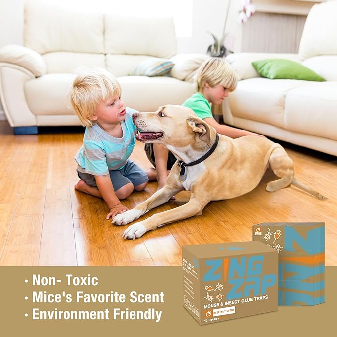 Mouse Trap Glue Board 13-Pack, 3X Faster Catch with Built-in Hazelnut Scent, Sticky Trap for Crawling Pests, Rats & Mice Extra Heavy & Sticky, Biodegradable