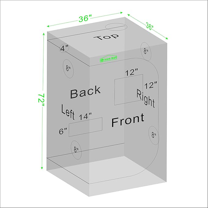 3x3 Grow Tent, 36"x36"x72" Growing Tent with Observation Window and Floor Tray for Hydroponics Indoor Plant Growing 3x3 Grow Room