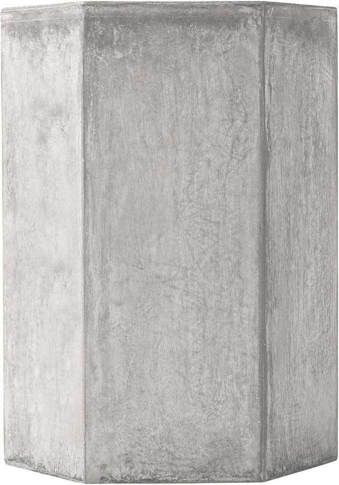 COSIEST Concrete Accent Table, Hexagon Patio Side Table 14.5''Wx16''H, Modular Design Indoor Outdoor End Table, Distressed Grey White Patina