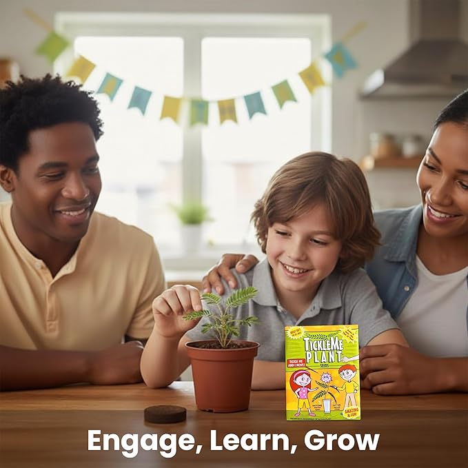 TickleMe Plant Birthday Party Favors (Pack of 2) | Leaves Fold When You Tickle It, Reopen in Minutes | Kids Plant Growing Kit with Indoor Plants Seeds, Live Plants, Grow Kit, Gardening for Kids