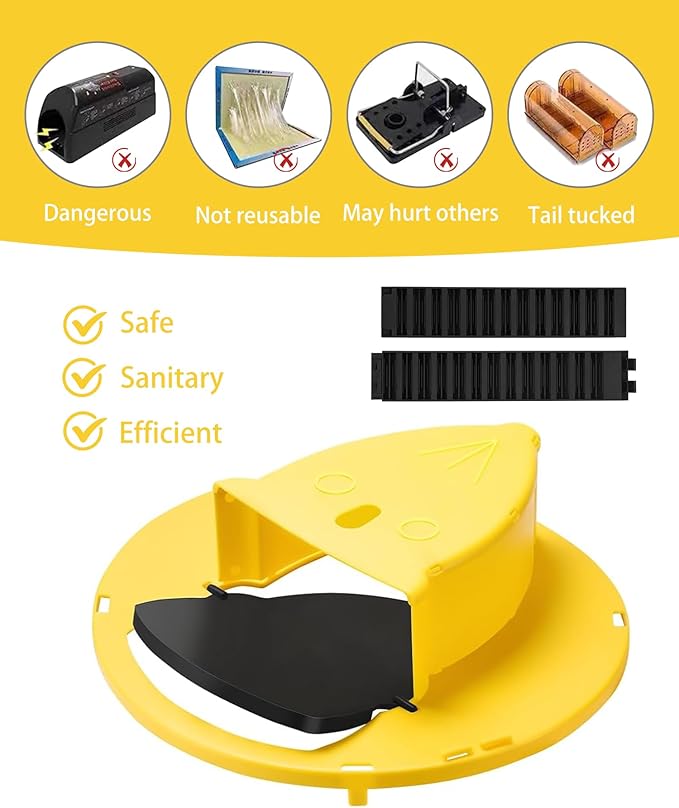 Mouse Trap Bucket Flip Lid Multi-Catch for Indoor Outdoor, Auto-Reset Humane Rats Trap | No Chemicals or Glue Needed | 5 Gallon Bucket Compatible (1-Pack)