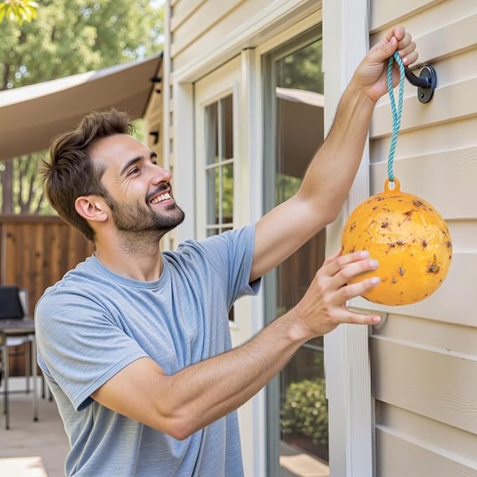 6 PCS Fly Trap Indoor Fly Sticky Ball, Hanging Fly Trap Outdoor Bug Catcher Wasp Gnat Trap, Flying Insects Ball for House Plants Kitchen Drain Yard Garden