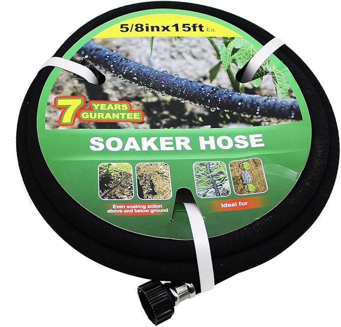 Soaker Hose 15ft Saves 70％Water Perfect Delivery of Water Great for Garden Flower Bed (5/8inch)… (5-8-15ft)