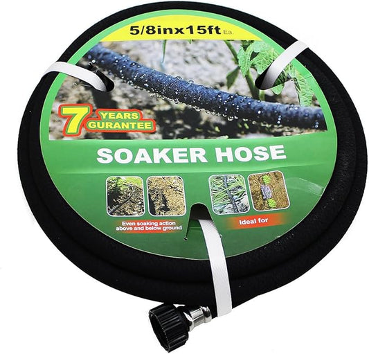 Soaker Hose 15ft Saves 70％Water Perfect Delivery of Water Great for Garden Flower Bed (5/8inch)… (5-8-15ft)